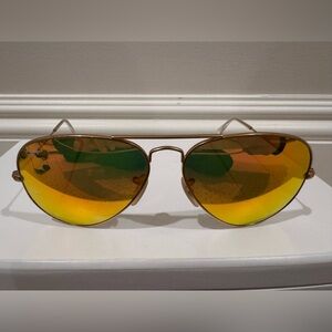 Ray-Ban - Flash Aviator Sunglasses with Gold Frame and Yellow Lenses